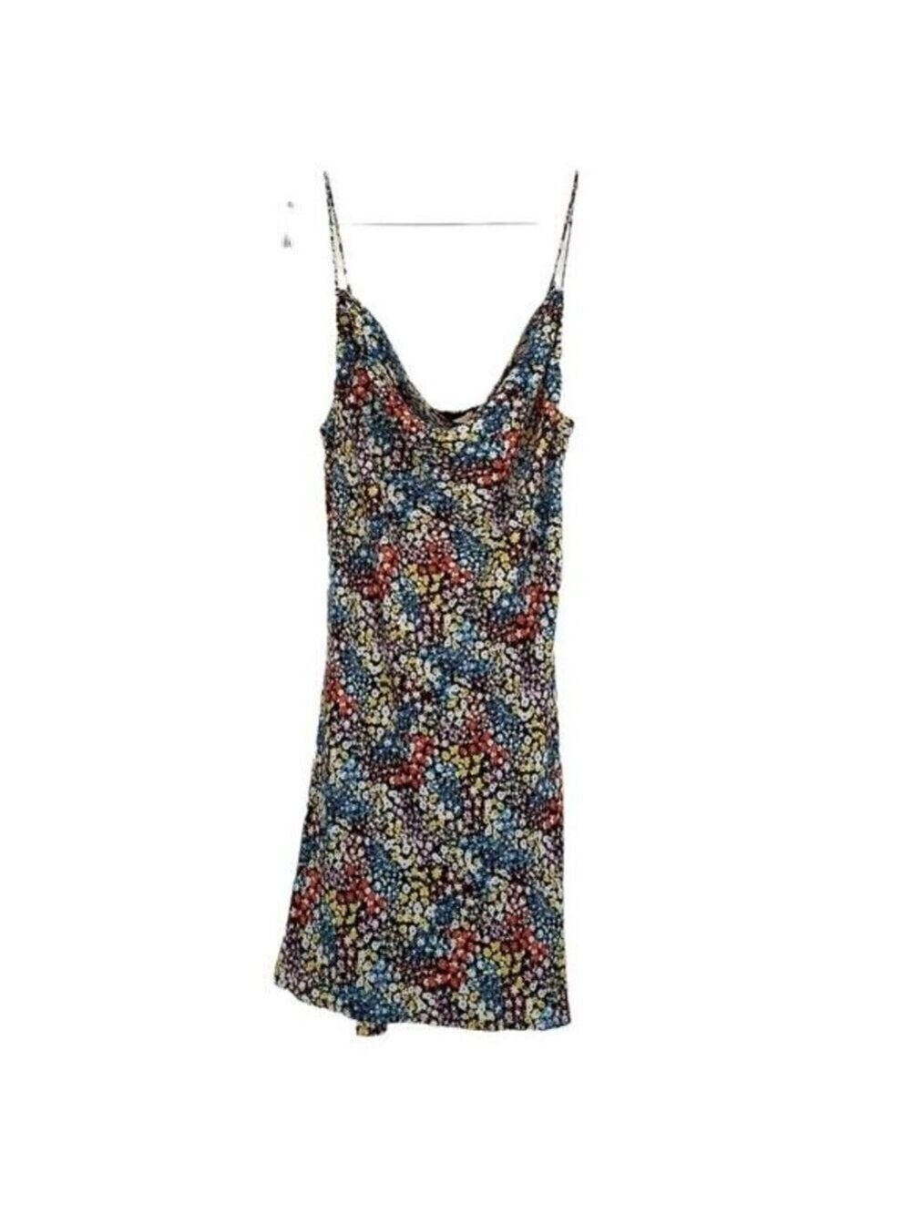 ROWA Women Black Floral Spaghettis Strap Dress BNWOT Sz XS Cowl Neck